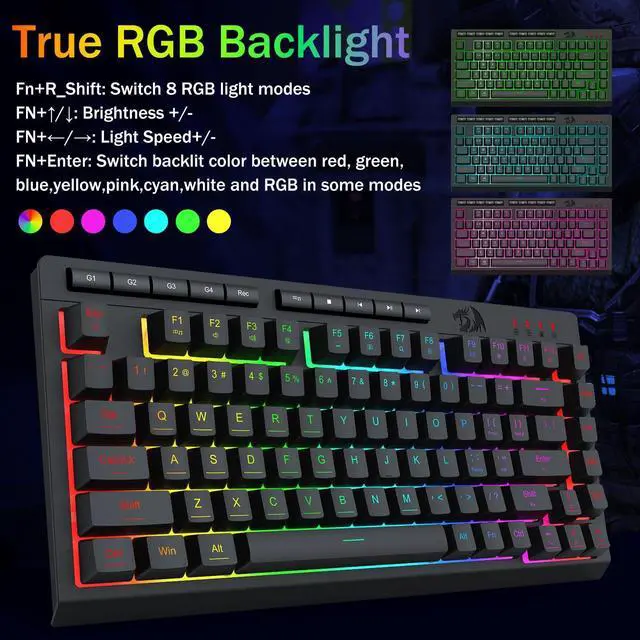 Alt view image 3 of 7 - K524 Wired Gaming Keyboard, RGB Backlit, 75% Compact Quiet Membrane Keyboard with Programmable Macro and Multimedia Keys, Anti-ghosting, Spill Resistant for Win/MAC/PS/Xbox