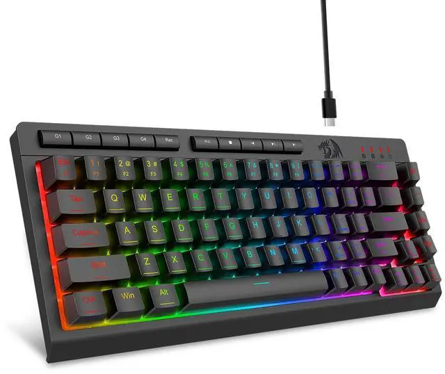 Main image of Wired Gaming Keyboard, RGB Backlit, 60% Compact Quiet Membrane Keyboard with Programmable Macro and Multimedia Keys, Anti-ghosting, Spill Resistant for Win/MAC/PS/Xbox