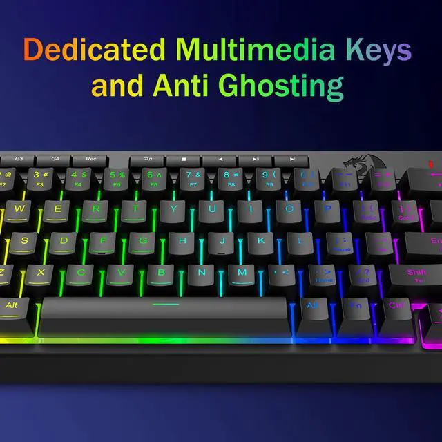 Alt view image 6 of 7 - Wired Gaming Keyboard, RGB Backlit, 60% Compact Quiet Membrane Keyboard with Programmable Macro and Multimedia Keys, Anti-ghosting, Spill Resistant for Win/MAC/PS/Xbox