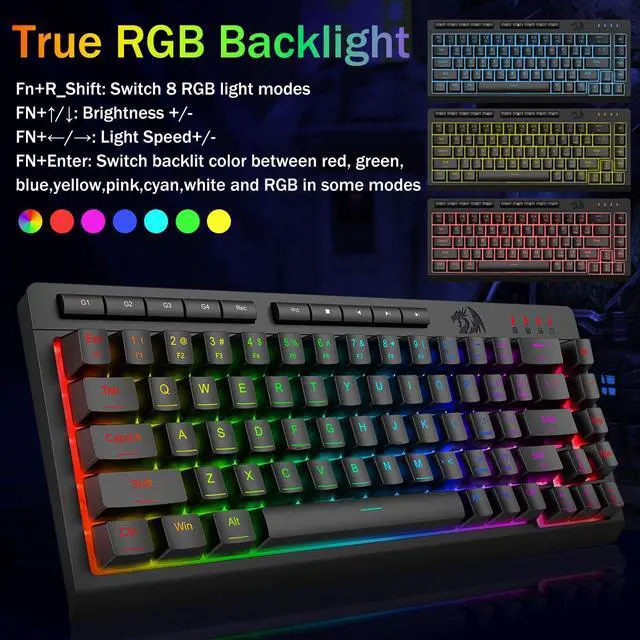 Alt view image 3 of 7 - Wired Gaming Keyboard, RGB Backlit, 60% Compact Quiet Membrane Keyboard with Programmable Macro and Multimedia Keys, Anti-ghosting, Spill Resistant for Win/MAC/PS/Xbox