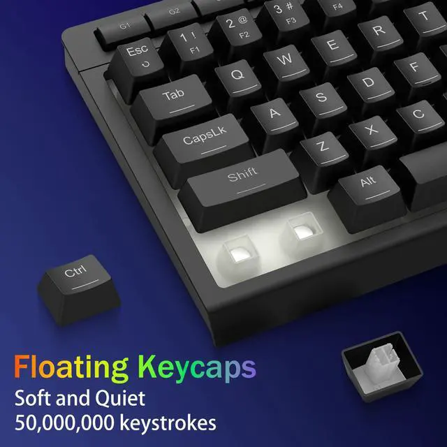 Alt view image 5 of 7 - Wired Gaming Keyboard, RGB Backlit, 60% Compact Quiet Membrane Keyboard with Programmable Macro and Multimedia Keys, Anti-ghosting, Spill Resistant for Win/MAC/PS/Xbox