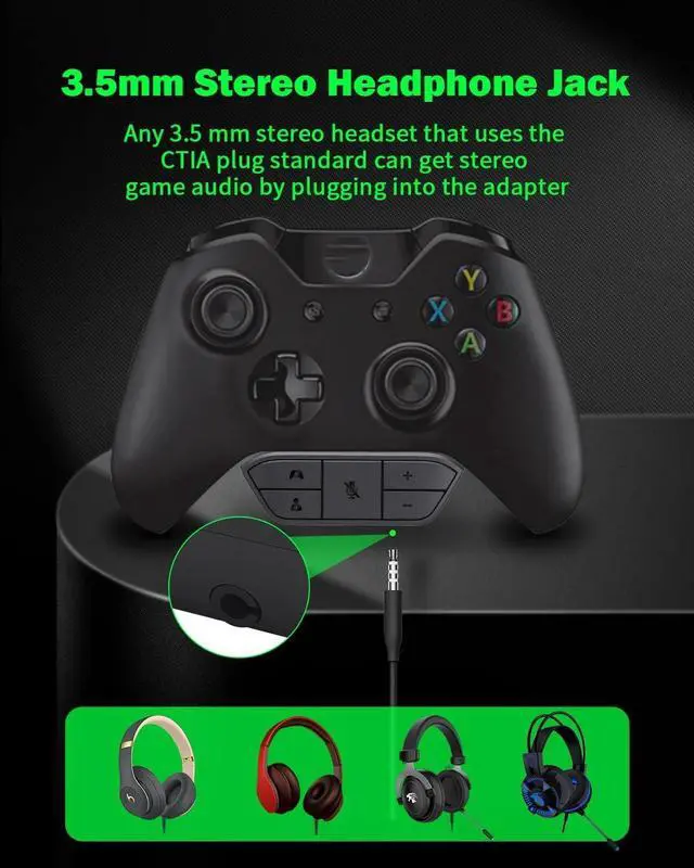 Alt view image 4 of 6 - Stereo Headset Adapter, AOJAKI Controller Adapter Mic Adapte-r for X-b0x One/One S/X/Elite 1/ Elite2/ Series S/X Controller-Adjust Audio Balance (Game Sound & Voice Chat)-Low Latency