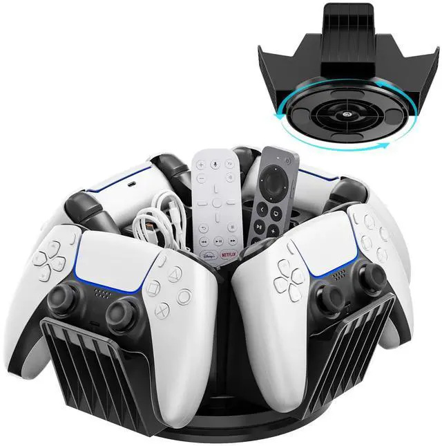 Main image of Controller Organizer for Desktop - 360°Rotatable Controller Holder with Storage Box - Universal Stand for 4 Controllers, Desk Organizer for Switch Remote Control Pen Gamer Accessories
