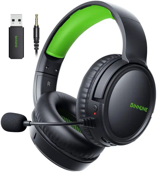 Main image of Wireless Gaming Headset 2.4GHz Low-Latency USB Dongle + Bluetooth, 50mm Drivers 7.1 Surround, Noise-Cancelling Mic, 40H Battery Over Ear Wireless Headphones for PS5, PC, Laptop, Green