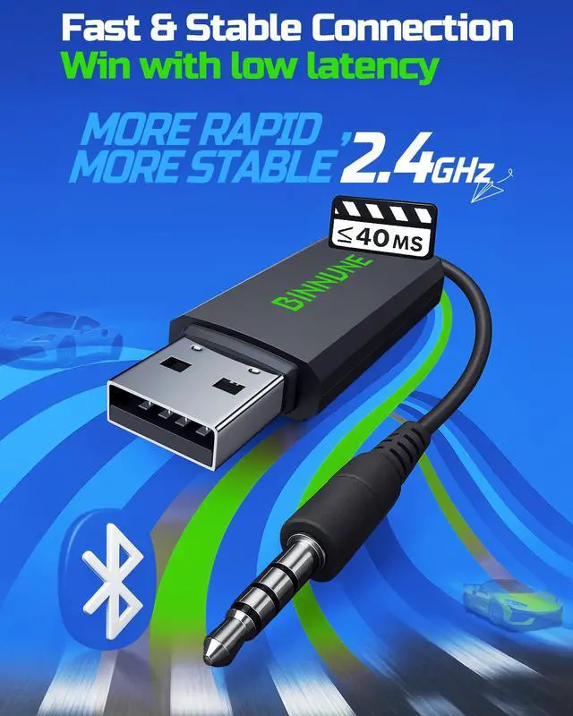 Alt view image 7 of 7 - Wireless Gaming Headset 2.4GHz Low-Latency USB Dongle + Bluetooth, 50mm Drivers 7.1 Surround, Noise-Cancelling Mic, 40H Battery Over Ear Wireless Headphones for PS5, PC, Laptop, Green
