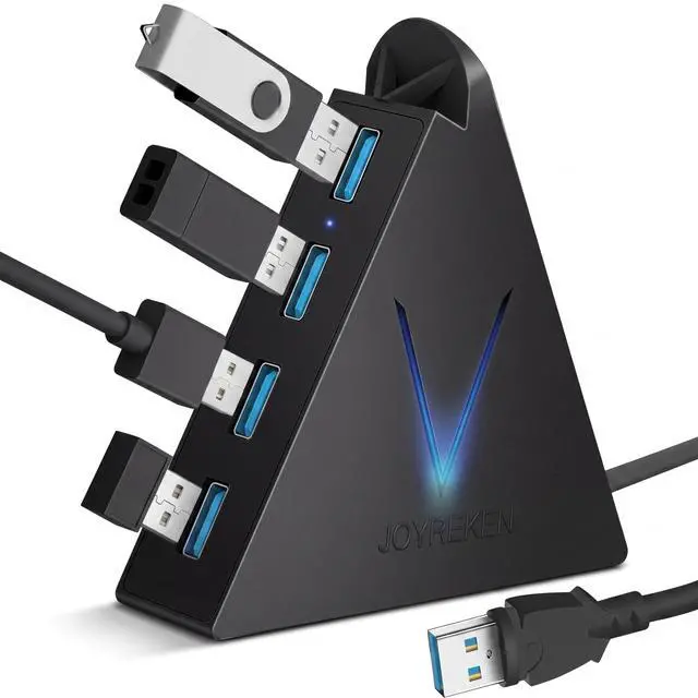 Main image of 4-Port USB 3.0 Hub, FlyingVHUB USB Hub Tower with 2 ft Extended Cable,USB Splitter for Laptop,PC,PS4,PS5,Xbox,Mouse,Keyboard, Flash Drive, U-Disk (Black)