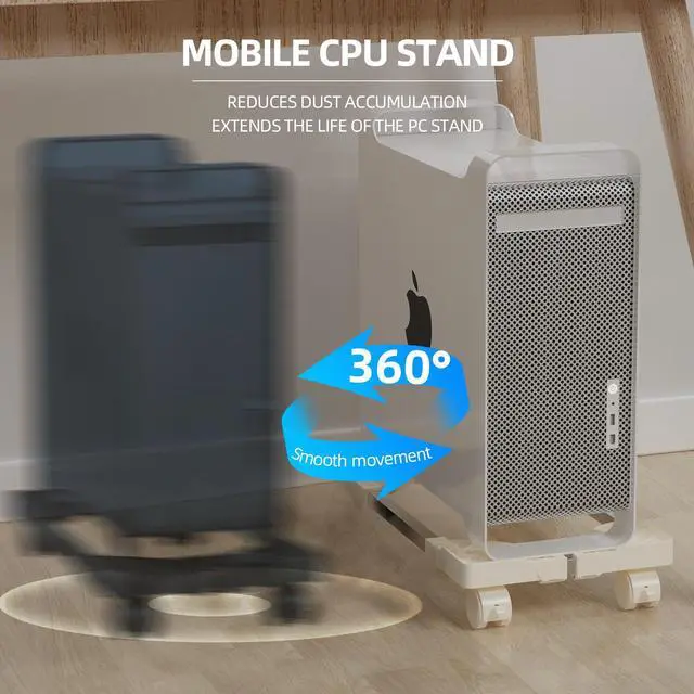 Alt view image 3 of 6 - Computer Tower Stand, Adjustable Mobile CPU Stand Fits Most PC Tower, Desktop CPU Holder with 4 Rolling Caster Wheels, PC Floor Cart Riser Gaming Desk Accessories