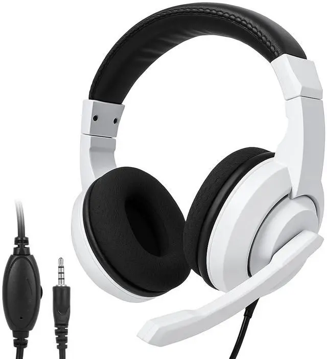 Main image of L02 Wired Headset, 3.5mm Stereo Headphones with Noise Canceling Microphone & Volume Controls, On-Ear Computer Headset for School/Office/Online/Gaming (White)