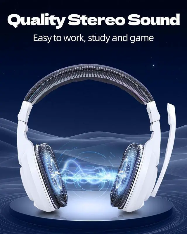 Alt view image 5 of 7 - L02 Wired Headset, 3.5mm Stereo Headphones with Noise Canceling Microphone & Volume Controls, On-Ear Computer Headset for School/Office/Online/Gaming (White)