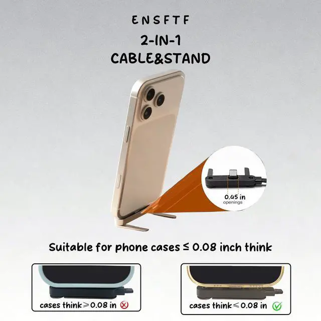 Alt view image 4 of 7 - 240W USB C to USB C Cable with Adjustable Phone Stand, 90° Right Angle Fast Charging Cord, Braided PD 3.1 Charger Cable for iPhone 15, Samsung Galaxy, iPad, MacBook, Steam Deck (1 Pcs)