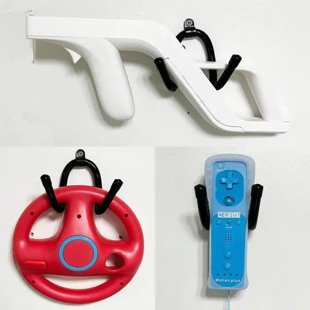 Alt view image 4 of 6 - 4 Pack Universal Game Controller Organizer - Wall Mount Rack for Nintendo Wii Remote Controller Accessories
