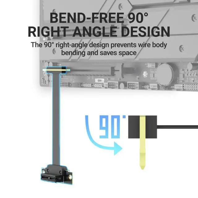 Alt view image 3 of 7 - PCIe X1 4.0 Riser Cable 90°, PCIe Extension Cable to Various Adapter Cards, Network Cards, Capture Cards, & SSD Cards, only Designed for PCIe x1 Slots10cm/3.94inch