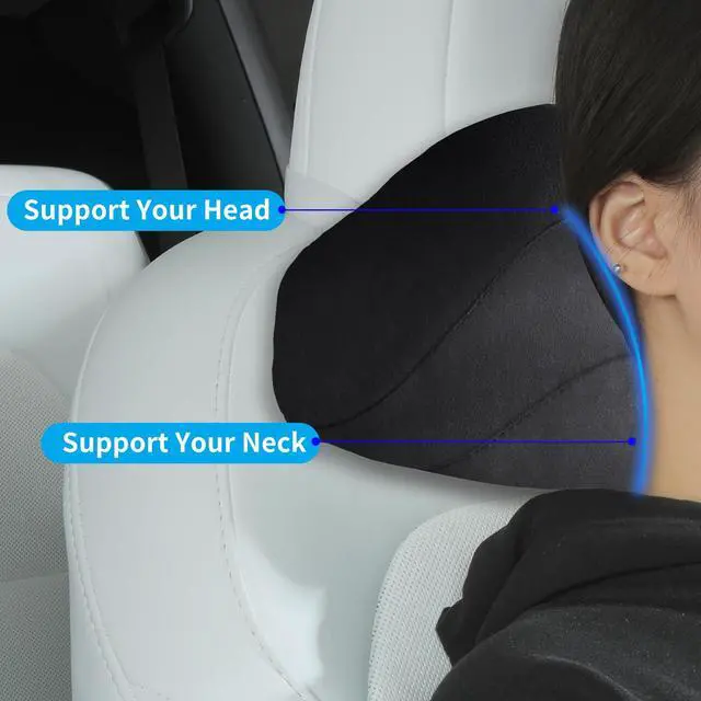 Alt view image 3 of 7 - Car Headrest Pillow for Driving, Softness Ergonomic Design Universal Travel Neck Pillow for Most Cars, Office Chairs, Gaming Chairs with Extra Filler Cotton Bag (Black, 1PC)
