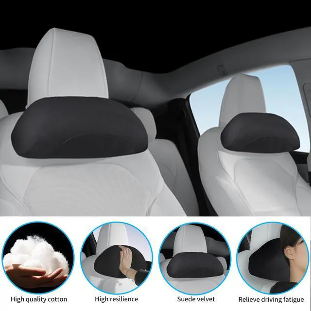 Alt view image 4 of 7 - Car Headrest Pillow for Driving, Softness Ergonomic Design Universal Travel Neck Pillow for Most Cars, Office Chairs, Gaming Chairs with Extra Filler Cotton Bag (Black, 1PC)