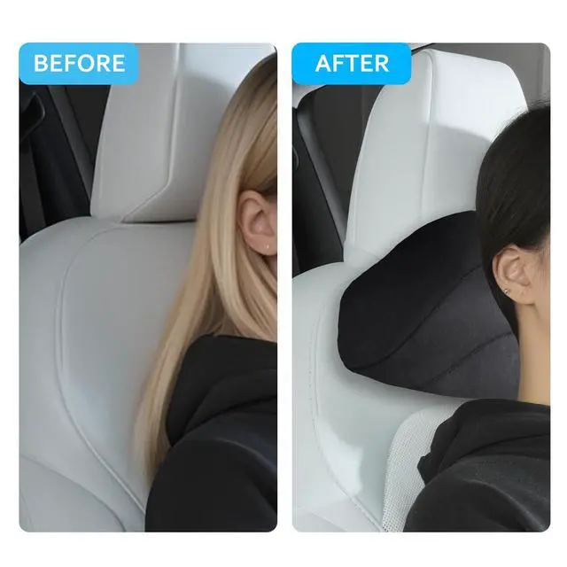 Alt view image 6 of 7 - Car Headrest Pillow for Driving, Softness Ergonomic Design Universal Travel Neck Pillow for Most Cars, Office Chairs, Gaming Chairs with Extra Filler Cotton Bag (Black, 1PC)