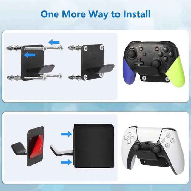 Alt view image 3 of 7 - Controller Holders Wall Mount 3 Pack Wall Stands With Non-Slip Pads, Premium Headphone Mount for Controllers and Headsets, Black, YCKJ-WM-01