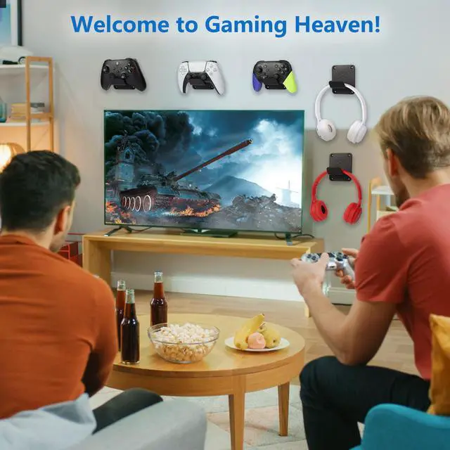 Alt view image 6 of 7 - Controller Holders Wall Mount 3 Pack Wall Stands With Non-Slip Pads, Premium Headphone Mount for Controllers and Headsets, Black, YCKJ-WM-01