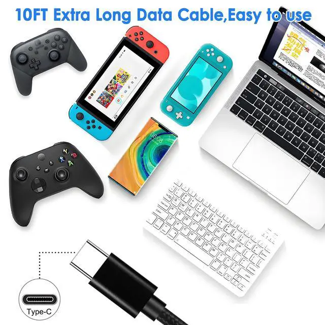 Alt view image 7 of 7 - Charger Charging Cable for Xbox Series S/X,PS5 Controller,Xbox Elite Series 2,PS5 DualSense,Switch Pro Controller USB Type C Nylon Braided Cord 10 Feet