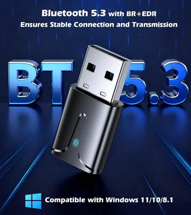 Alt view image 5 of 7 - USB Bluetooth 5.3 Adapter for PC, Long Range Bluetooth Dongle Receiver for Desktop & Laptop, Plug & Play Audio Transmitter for Headphones/Mouse/Keyboard/Speakers, Supports Windows 11/10/8.1