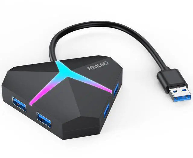 Main image of Multi USB Port Hub, 5Gbps High Speed Data Transfer USB 3.0 Multiport Adapter Expander 4 Port, Extra USB Ports Extender for Laptop Mac Computer PC Desktop PS5