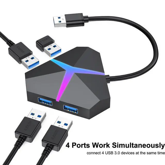 Alt view image 3 of 7 - Multi USB Port Hub, 5Gbps High Speed Data Transfer USB 3.0 Multiport Adapter Expander 4 Port, Extra USB Ports Extender for Laptop Mac Computer PC Desktop PS5