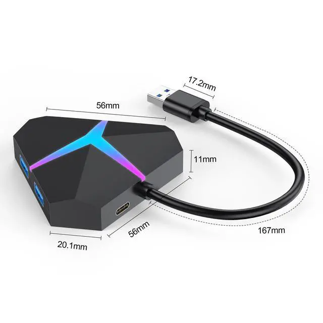 Alt view image 6 of 7 - Multi USB Port Hub, 5Gbps High Speed Data Transfer USB 3.0 Multiport Adapter Expander 4 Port, Extra USB Ports Extender for Laptop Mac Computer PC Desktop PS5