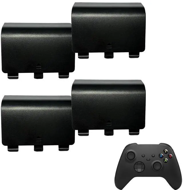 Main image of 4 Pack Battery Back Cover for Xbox Series X Controller, Battery Cover Door Compatible with Xbox Series S Controller, Battery Back Shell Repair Part for Xbox Series X/Series S Controller (Black)
