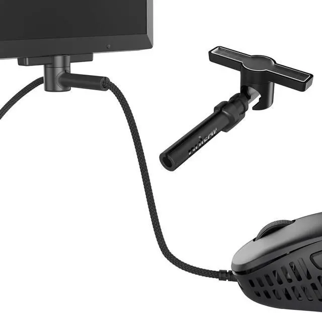 Main image of - Micro Bungee ES : Drag-Free Wired Mouse Support - Free Motion on Your Desk - Super Compact Size - Attach it to Your Monitor - Get More Space (Single Pack)