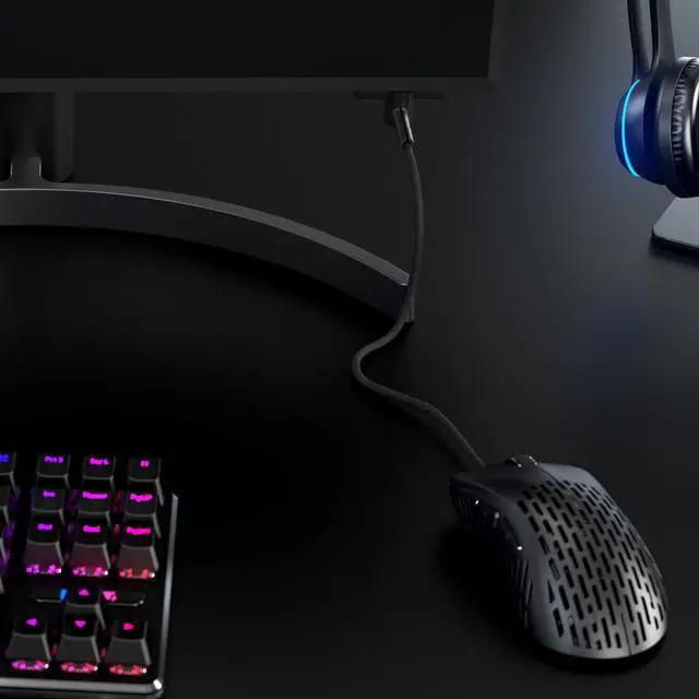 Alt view image 3 of 7 - - Micro Bungee ES : Drag-Free Wired Mouse Support - Free Motion on Your Desk - Super Compact Size - Attach it to Your Monitor - Get More Space (Single Pack)