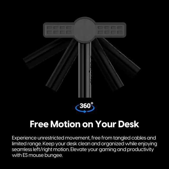 Alt view image 4 of 7 - - Micro Bungee ES : Drag-Free Wired Mouse Support - Free Motion on Your Desk - Super Compact Size - Attach it to Your Monitor - Get More Space (Single Pack)