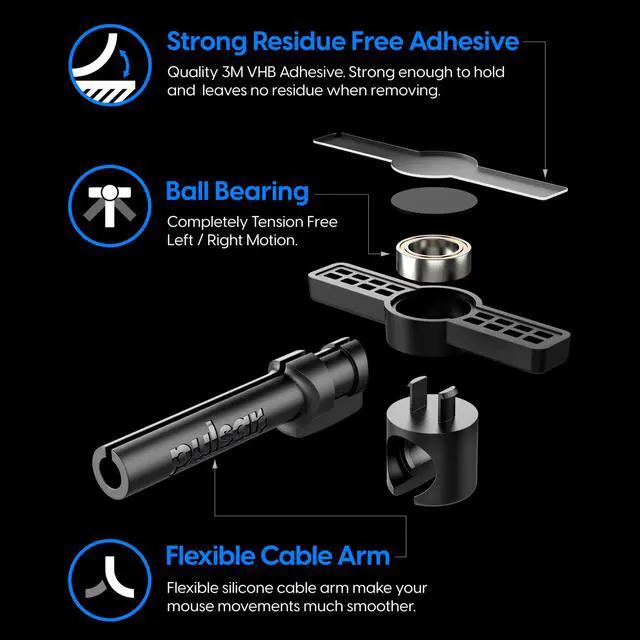 Alt view image 5 of 7 - - Micro Bungee ES : Drag-Free Wired Mouse Support - Free Motion on Your Desk - Super Compact Size - Attach it to Your Monitor - Get More Space (Single Pack)
