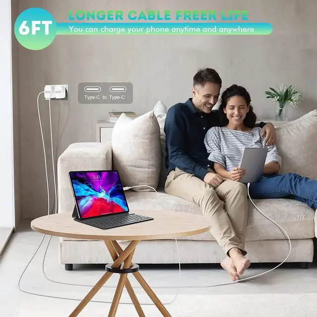 Alt view image 6 of 6 - 6FT iPhone 17 16 15 Charger Fast Charging, 2Pack 20W USB C Apple Charger Travel Plug Block Phone Charging Cable Cord for iPhone 17 Air/17 Pro/17 Pro Max/16e/16 Pro Max/16 Plus/15/15 Pro/15Pro Max/iPad