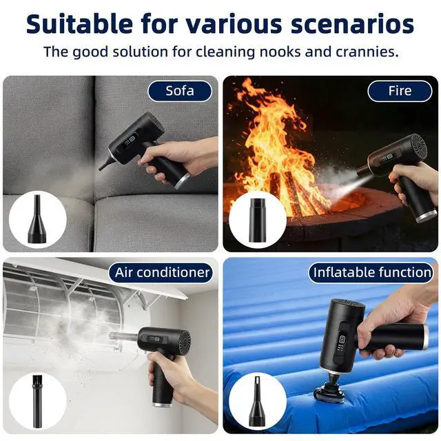 Alt view image 4 of 7 - Compressed Air Duster & Vacuum Cleaner-3 Gear Adjustable 100000RPM Handheld Car Vacuum/Air Blower,Electric Air Duster with LED Light for Keyboard Electric Devices Cleaning.Replaces Compressed Air Cans