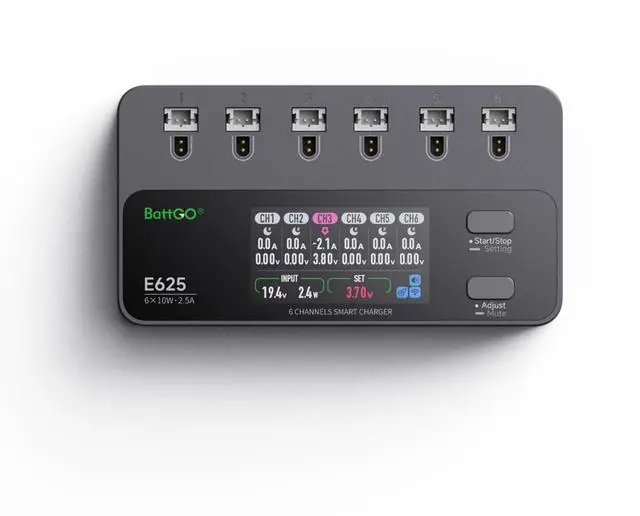 Main image of E625 6 Ports 1S LiHV Battery Charger Board Portable Type-C Charger 4.35V 2A Charger for RC Battery with BT2.0/PH2.0 Connector for 300mAh/450mAh/500mAh/600mAh FPV