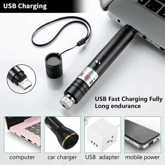 Alt view image 4 of 6 - Laser Pointer, Tactical Flashlights 2000 Metres Green Long Range High Power Handheld Flashlight, Rechargeable Laser Pointer for USB, with Star Cap Adjustable Focus Suitable for Projecto
