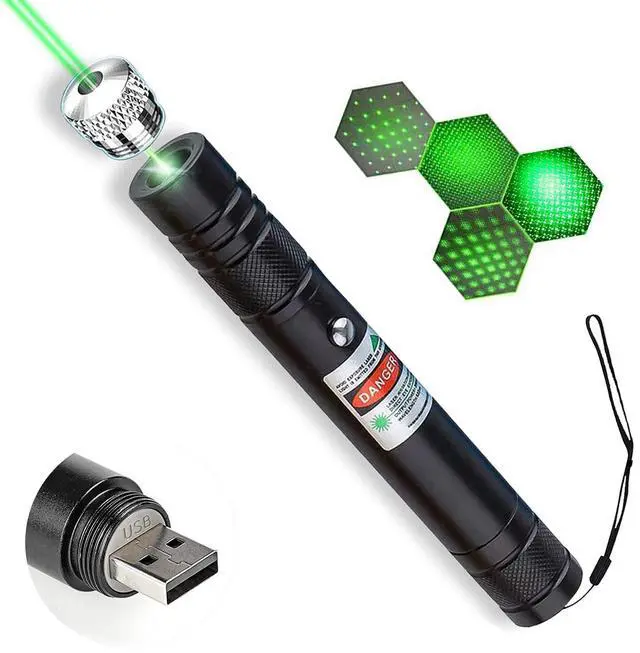 Main image of Laser Pointer, Tactical Flashlights 2000 Metres Green Long Range High Power Handheld Flashlight, Rechargeable Laser Pointer for USB, with Star Cap Adjustable Focus Suitable for Projecto