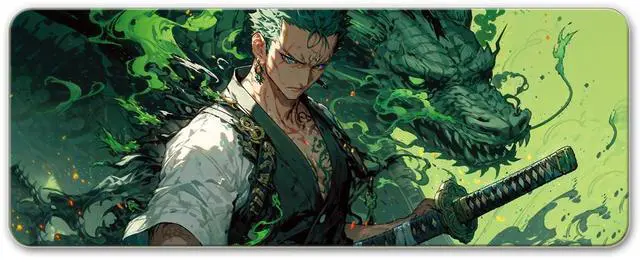 Alt view image 2 of 5 - XXL Extended Anime Gaming Mouse Pad - Cool Anime Cartoon Design Large Mousepad, Stitched Edges | 31.5"x11.8"x0.08" Dimensions (Priate-King)