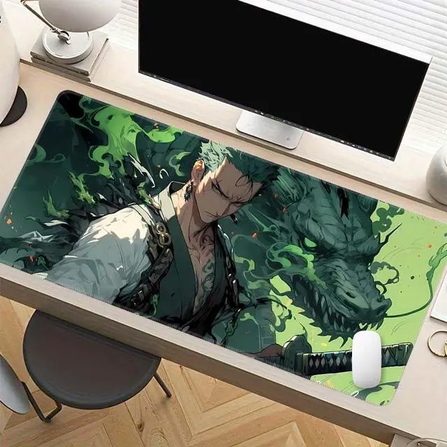 Alt view image 3 of 5 - XXL Extended Anime Gaming Mouse Pad - Cool Anime Cartoon Design Large Mousepad, Stitched Edges | 31.5"x11.8"x0.08" Dimensions (Priate-King)