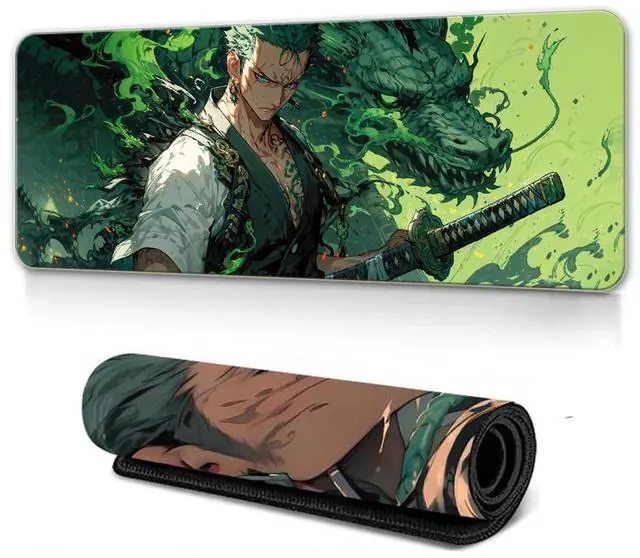 Main image of XXL Extended Anime Gaming Mouse Pad - Cool Anime Cartoon Design Large Mousepad, Stitched Edges | 31.5"x11.8"x0.08" Dimensions (Priate-King)