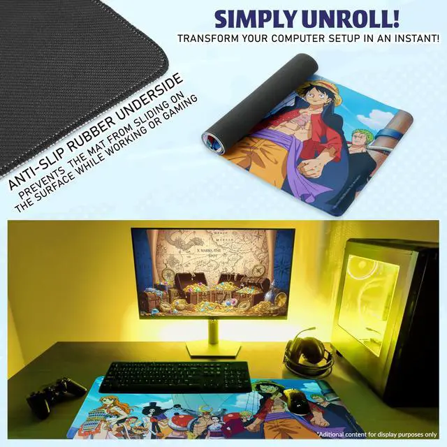 Alt view image 5 of 6 - Gaming Desk Mat for Teens, Adults, 31.5 x 13.8 Non-Slip Surface, Anime Mouse Pad, Desk Decor, Gaming Mousepad, Gifts for Gamers (Multi One Piece)