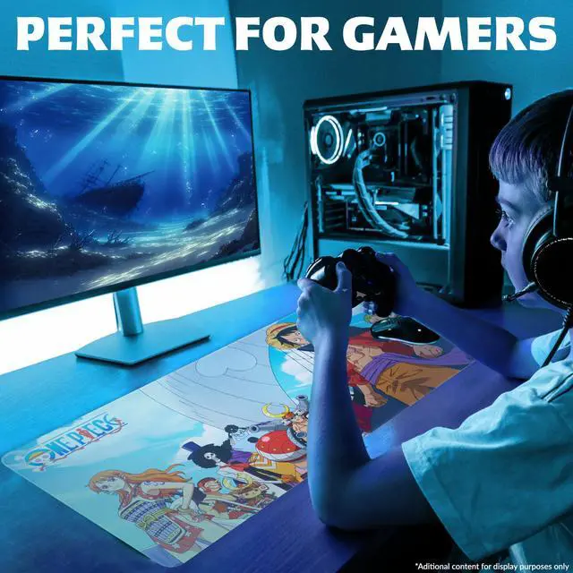 Alt view image 6 of 6 - Gaming Desk Mat for Teens, Adults, 31.5 x 13.8 Non-Slip Surface, Anime Mouse Pad, Desk Decor, Gaming Mousepad, Gifts for Gamers (Multi One Piece)