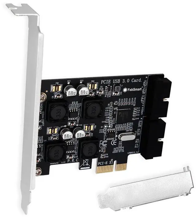 Main image of 2X 19Pin USB 3.0 Header Ports PCIE USB 3.0 5Gbps Expansion Card for Windows and Linux Desktop PCs, Built in FebSmart Self-Powered Technology, No Need Additional Power Supply (FS-H2-Pro)