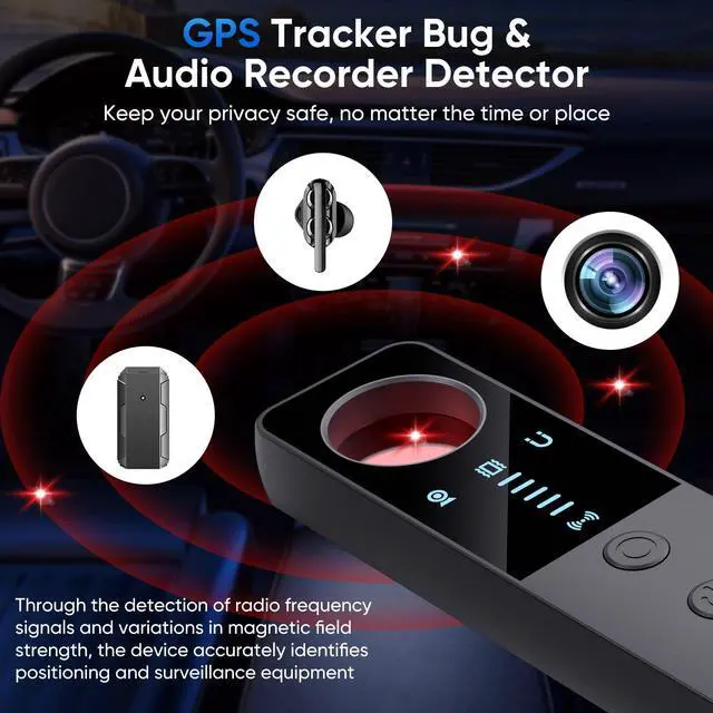 Alt view image 4 of 7 - Hidden Camera Detectors - 2026Upgraded GPS Tracker Detector - Bug Sweeper Detector and Camera Detector - RF Detector Spy Camera Finder for Travel - Black