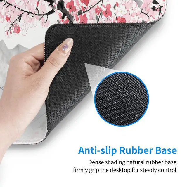 Alt view image 6 of 7 - Japanese Fuji Mountains XL Large Gaming Mouse Pad, Long Extended Full Cherry Blossom Mouse Mat for Top Keyboard Table, Cute Big Stitched Waterproof Mousepad Gifts for Women Office, 31.5 * 11.8 in