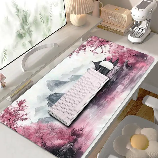Main image of Cherry Blossom Scenery Large Gaming Desk Pad,XXL Anime Gaming Mouse Pad Keyboard Mat,Mouse Mat Gaming 31.5 x 15.75 in, Large Desk Mat,Waterproof&Non-Slip Desk Mat, Big Desk Pad for Gaming,Office,Home