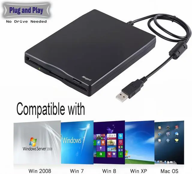 Alt view image 4 of 5 - Floppy Drive 3.5 External USB Floppy Diskette Drive for Laptops Desktops Notebooks (Black)