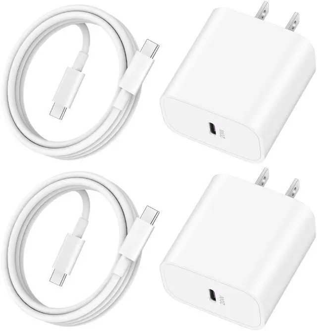 Main image of 20W Fast Charger for iPhone 17/17 Pro Max/Air/17e/16/16 Pro Max/Plus, iPad Pro 13/12.9/11 inch, iPad 10th/Mini 6, AirPods, 2Pack USB C Wall Charger Type C Fast Charging Block with 3FT USB C to C Cable