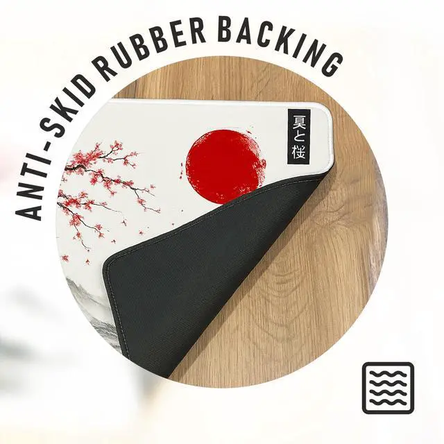 Alt view image 5 of 5 - XL Sakura Cherry Blossom Mouse Pad Japanese Gaming Desk Mat for Keyboard & Mouse Non-Slip Water-Resistant Surface, Stitched Edges 31.5x11.8 in (X-Large)