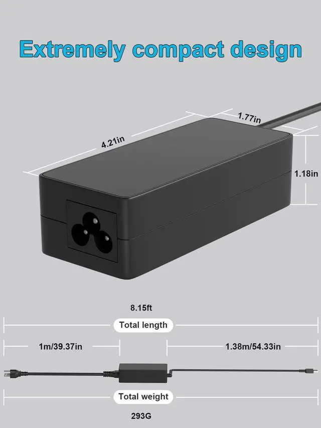 Alt view image 4 of 7 - 65W Charger Slim Tip Compatible with Lenovo G50 B41 G40 V110 V130 N20 ideapad 500 300 Yoga 2 Flex 3 ThinkPad T460 T460s T450 T470 T470s T450s T540p T440s E560 E470 X250 T570 L460 Laptop