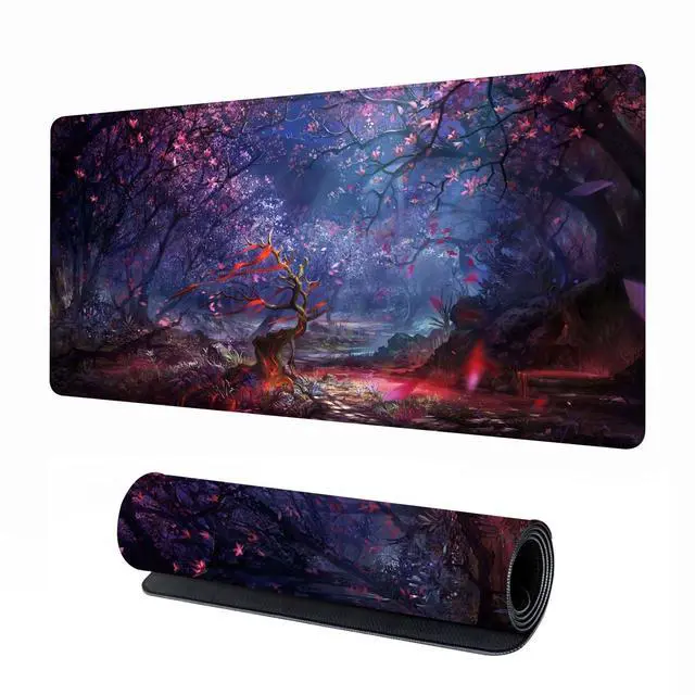 Main image of Japanese Large Gaming Mouse Pad 31.5"x15.7" Forest-Themed XXL Keyboard Pad, Mouse Mat, Desk Pad, Non-Slip Rubber Base & Stitched Edges Desk Mat- Big Extended Mousepad for PC/Laptop/Office/Home Decor